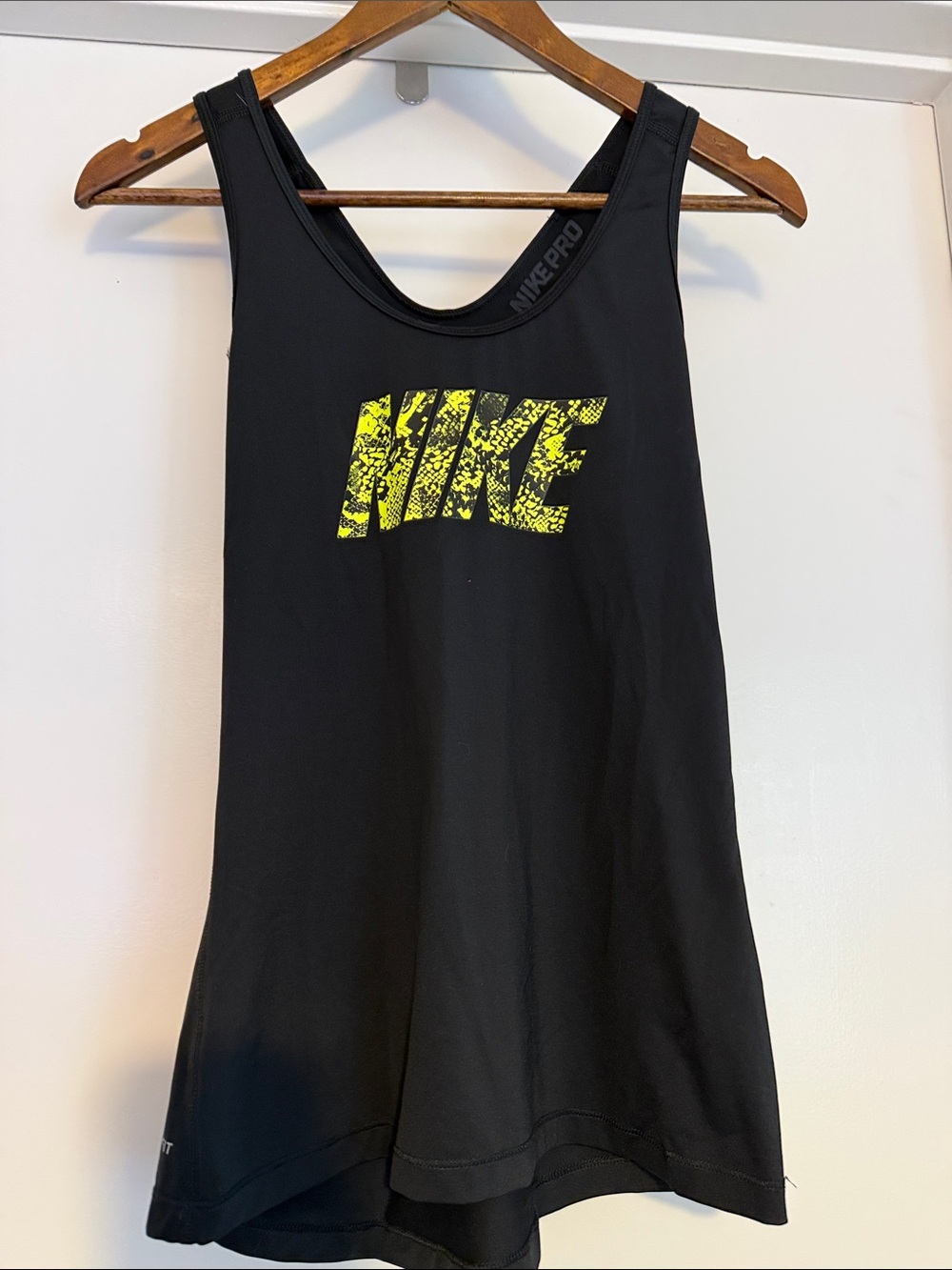 Nike Black Tank Top with Neon Yellow Logo